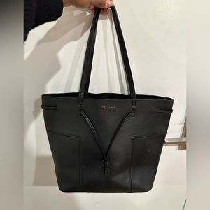 Tory Burch Black Leather Block T Bucket Tote